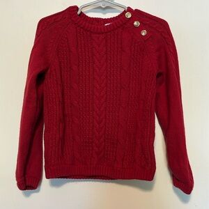 Girls Cable Knit Sweater - Holiday Traditions - Salsa